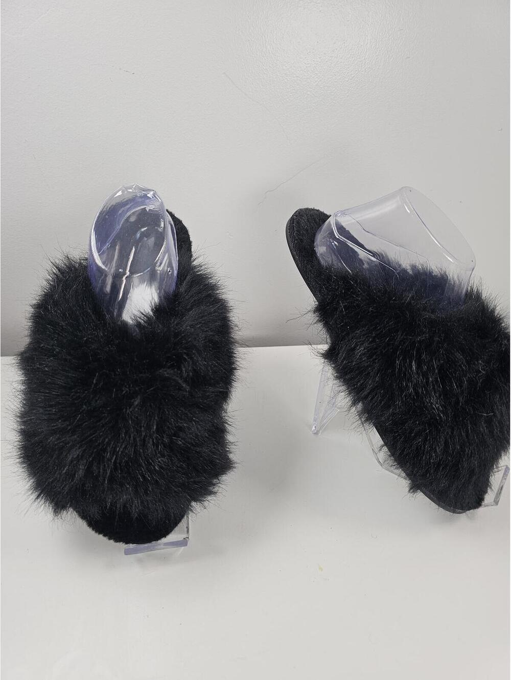 Fenty X Savage Riri Black Faux Fur Slide Slippers